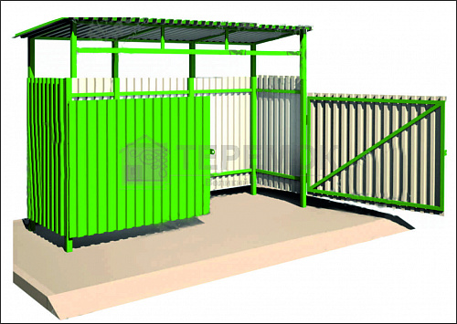 Контейнерная пл. на 3 конт. с дв.и и крыш.