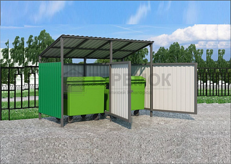 Контейнерная пл. на 2 конт. с дв.и и крыш.